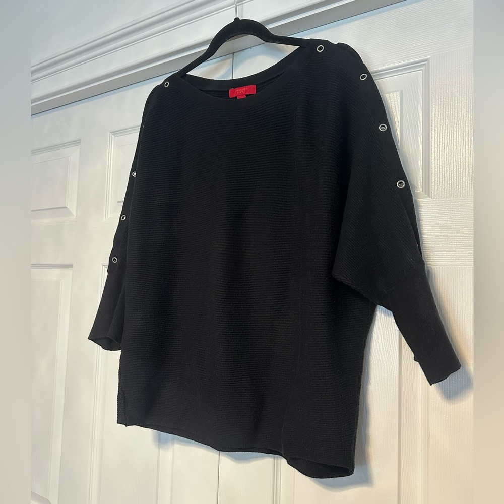 Jennifer Lopez Black Sweater with Eyelet Details